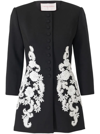Embroidered Collarless Jacket
