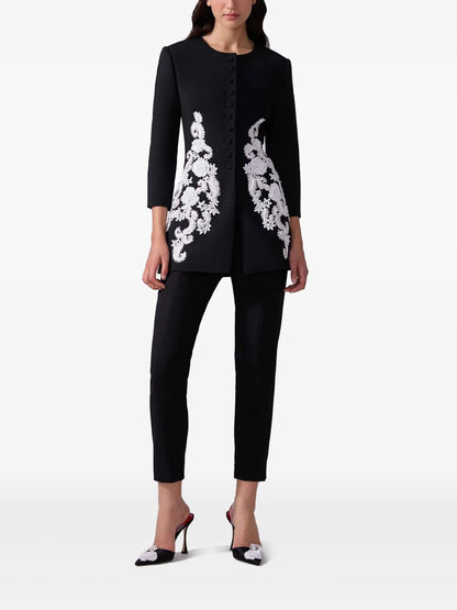 Embroidered Collarless Jacket