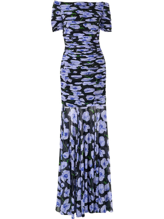 Floral-Print Gown
