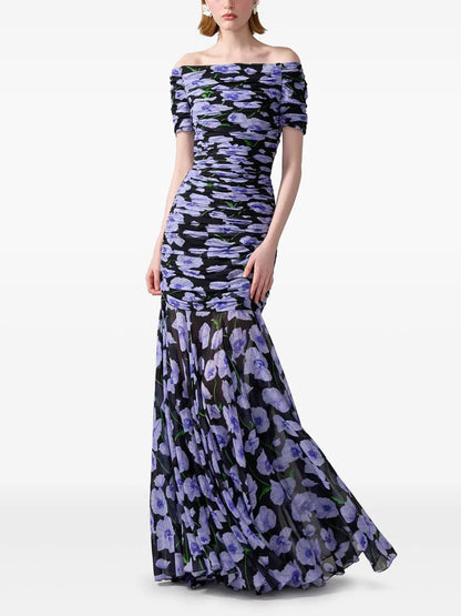 Floral-Print Gown