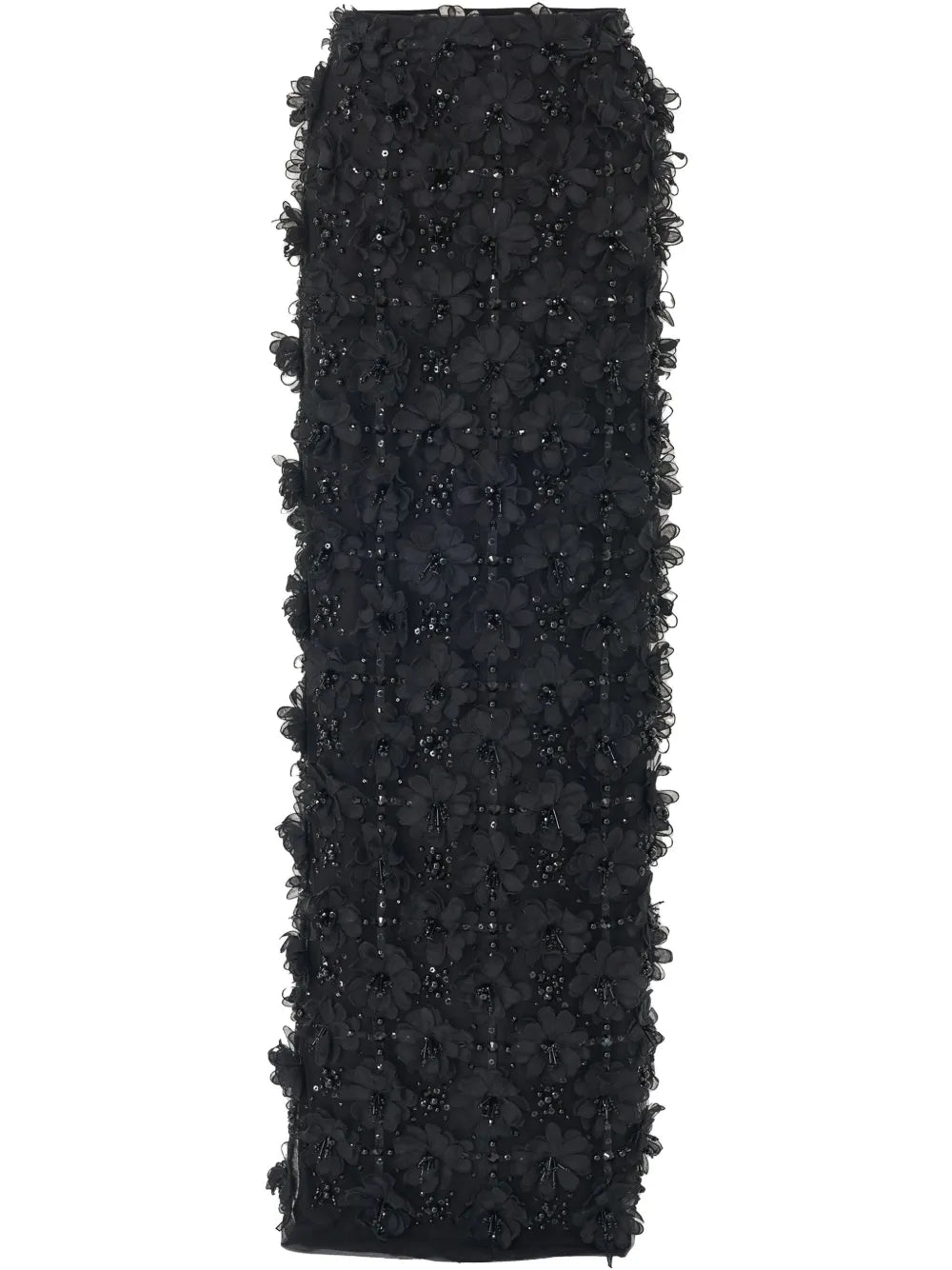 Embroidered Tulle Column Skirt
