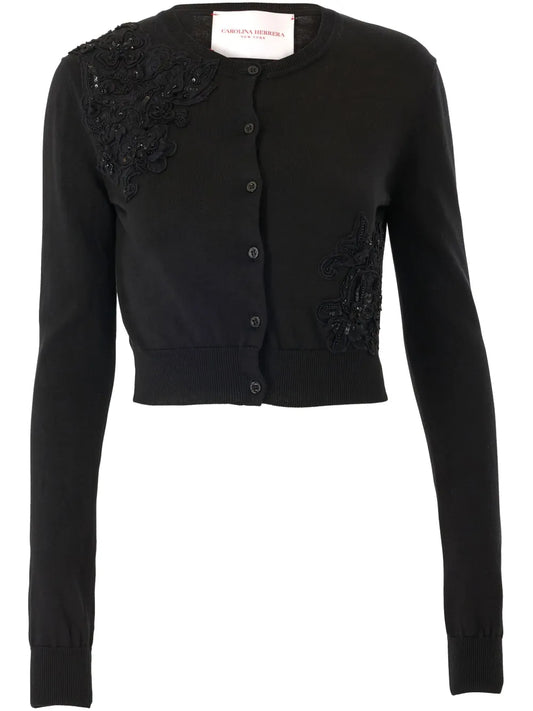 Lace-Appliqué Cardigan