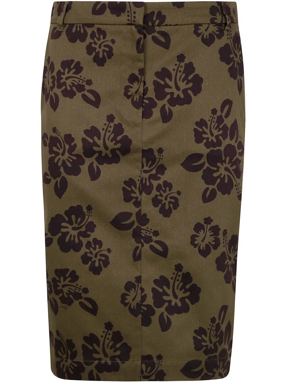 Hibiscus-Print Cotton Midi Skirt