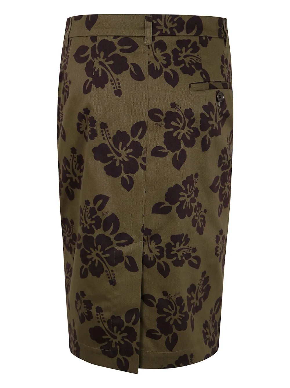 Hibiscus-Print Cotton Midi Skirt