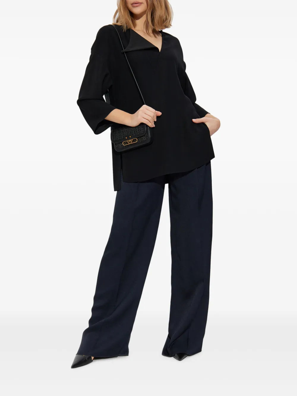 Pleat-Detail Palazzo Pants