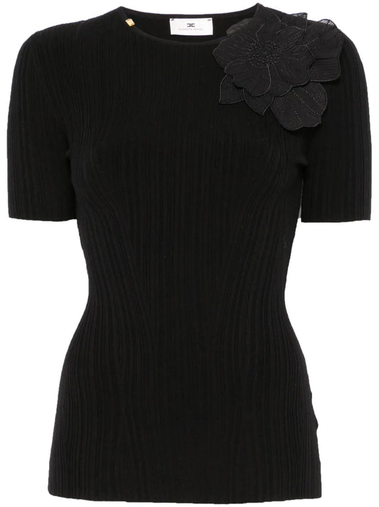 Floral-Appliqué T-Shirt