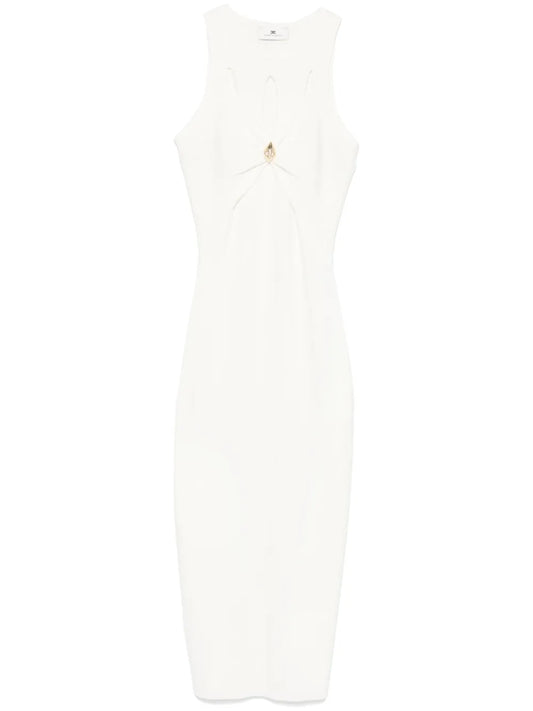 Cut-Out Ribbed-Knit Midi Dress