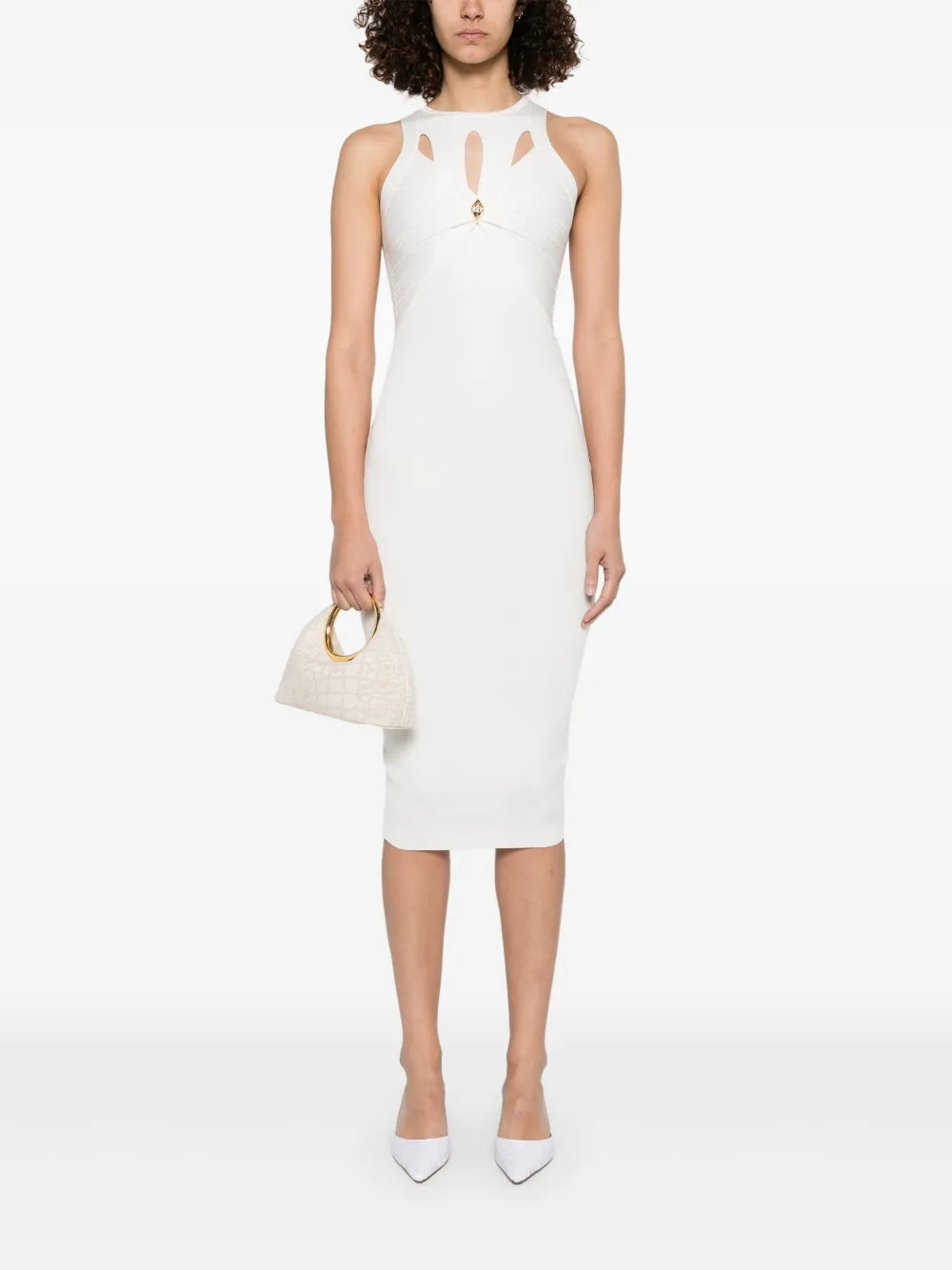 Cut-Out Ribbed-Knit Midi Dress