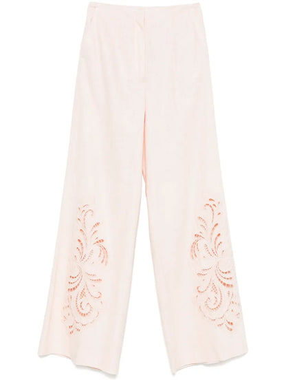 Floral-Embroidered Trousers
