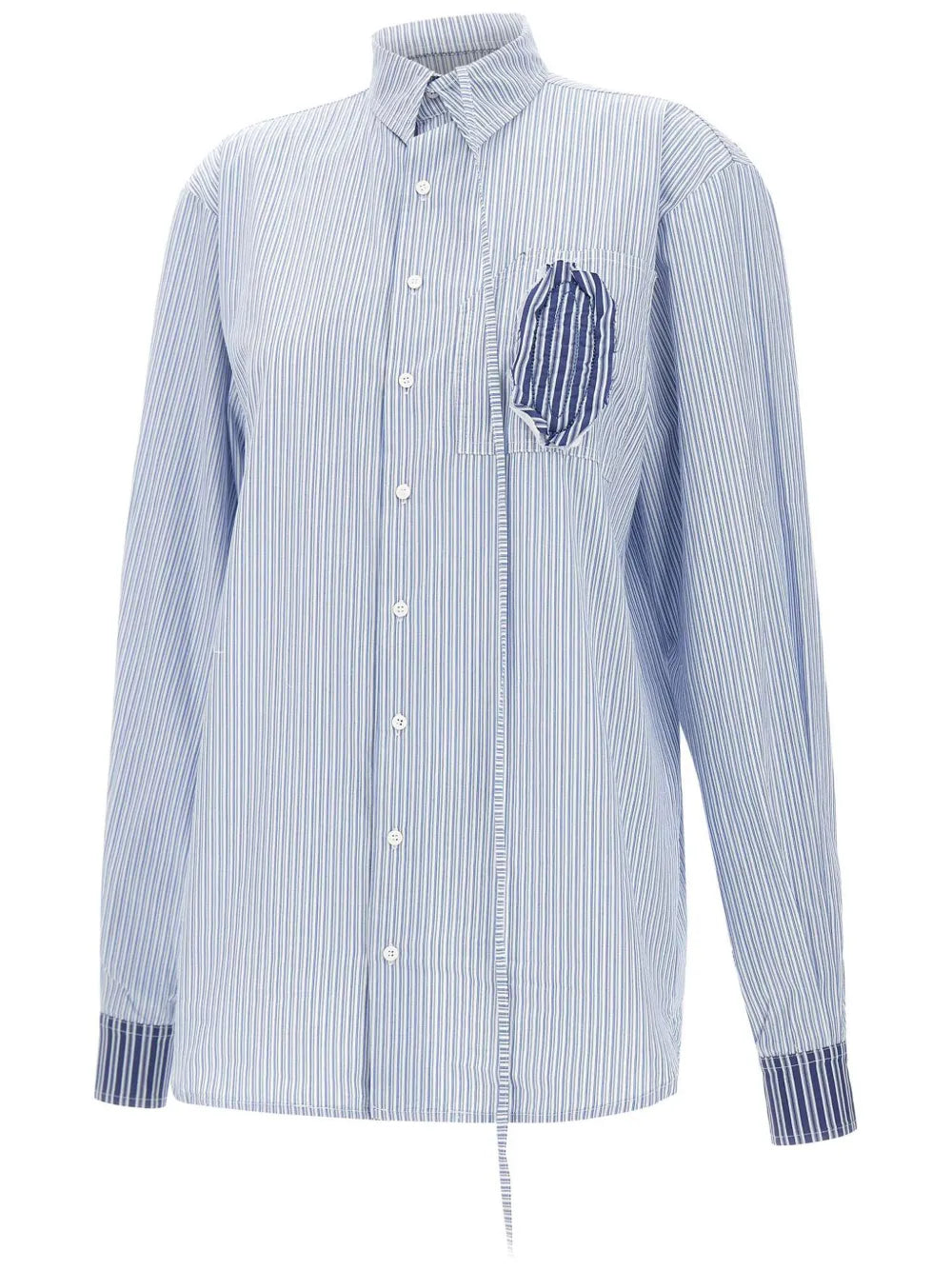 Patch-Detail Striped Shirt