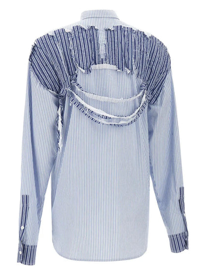 Patch-Detail Striped Shirt