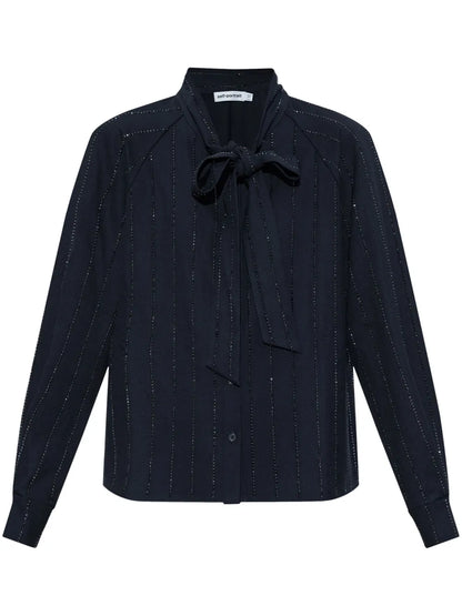 Rhinestone-Embellished Pinstripe Shirt