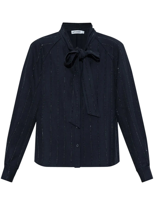 Rhinestone-Embellished Pinstripe Shirt