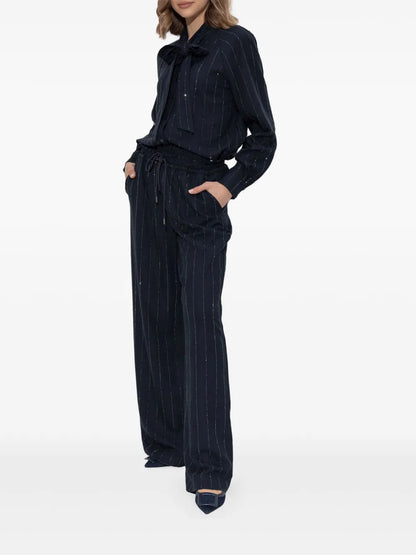 Rhinestone-Embellished Pinstripe Shirt