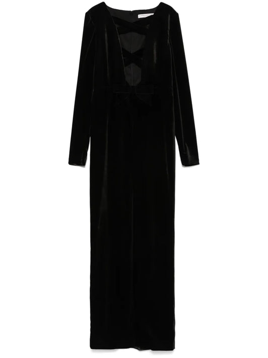 Ribbon Velvet Maxi Dress