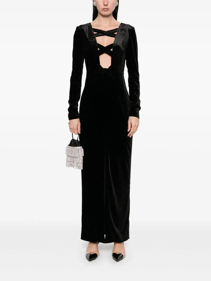 Ribbon Velvet Maxi Dress