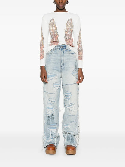 Full Distress Arch Jeans
