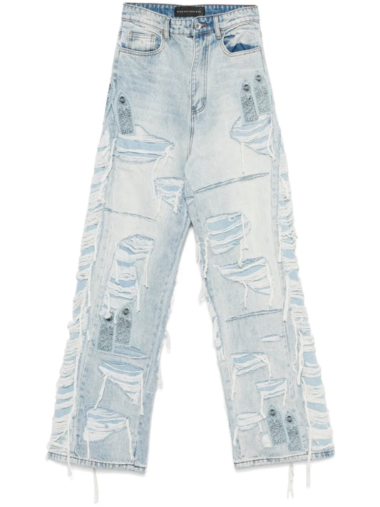 Full Distress Arch Jeans