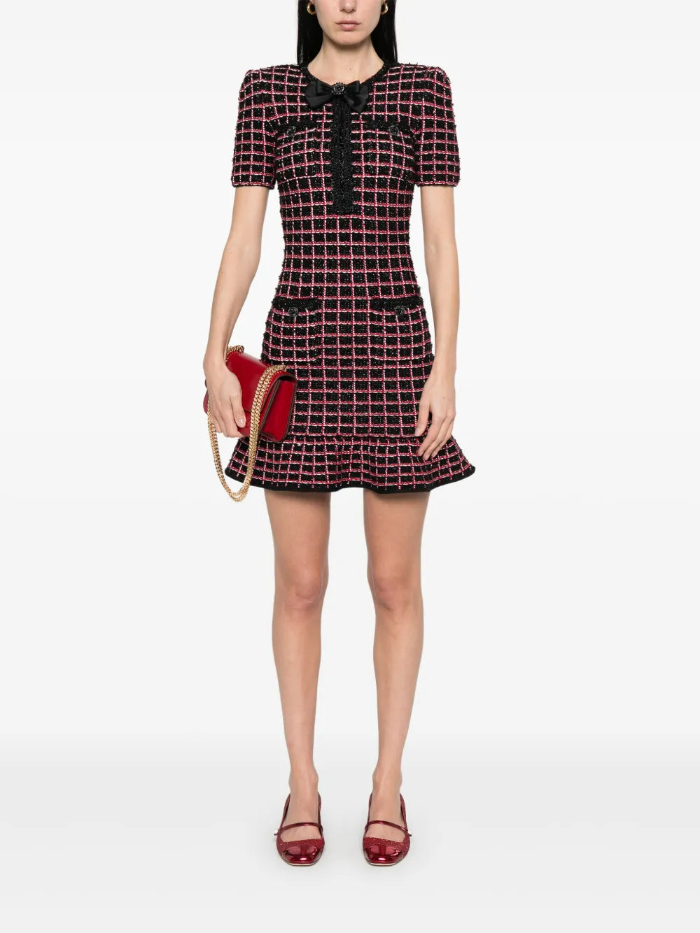 Check-Knit Mini Dress