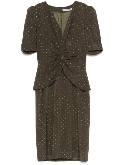 Polka-Dot Silk Midi Dress
