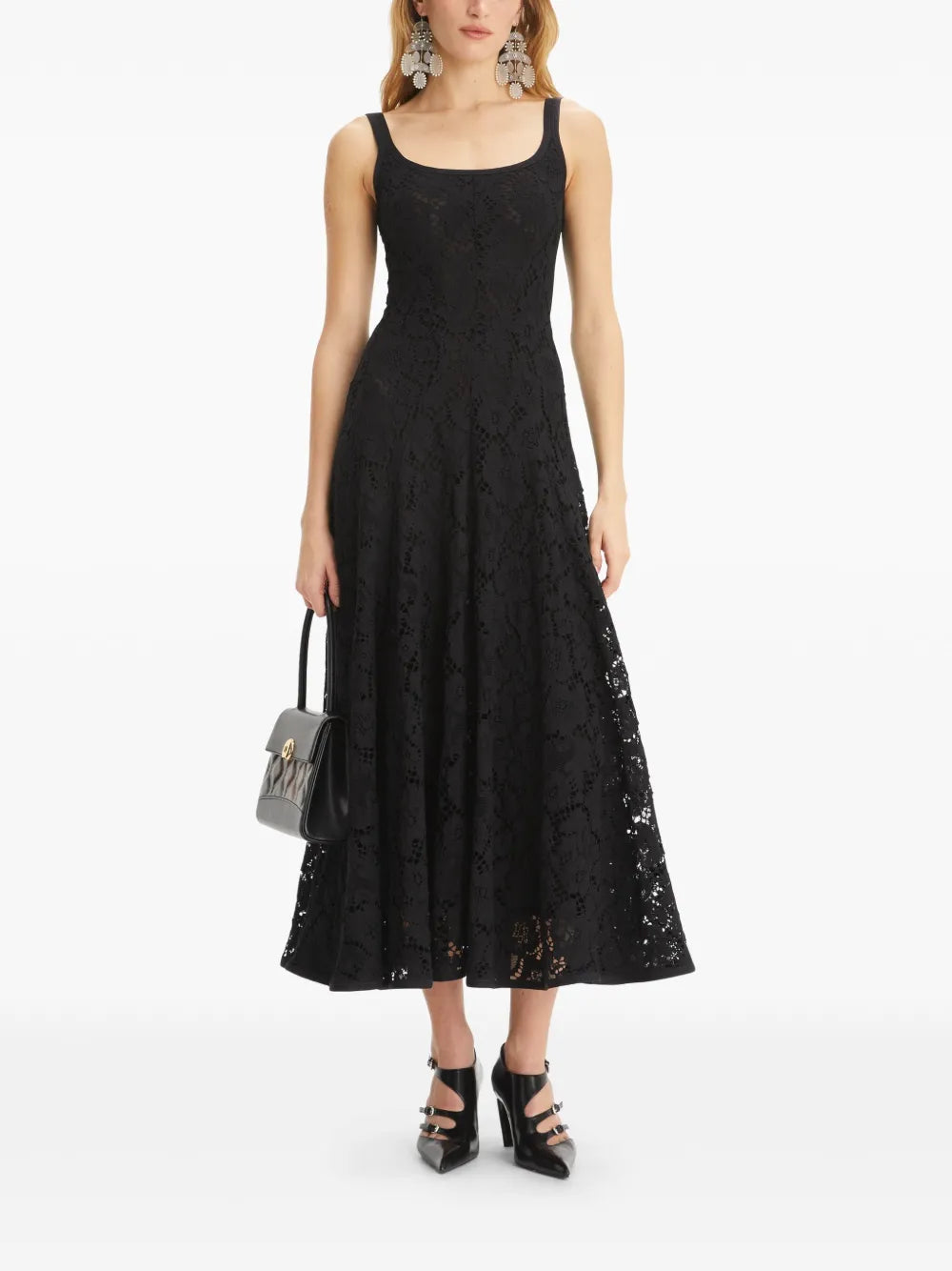 Floral-Lace Midi Dress