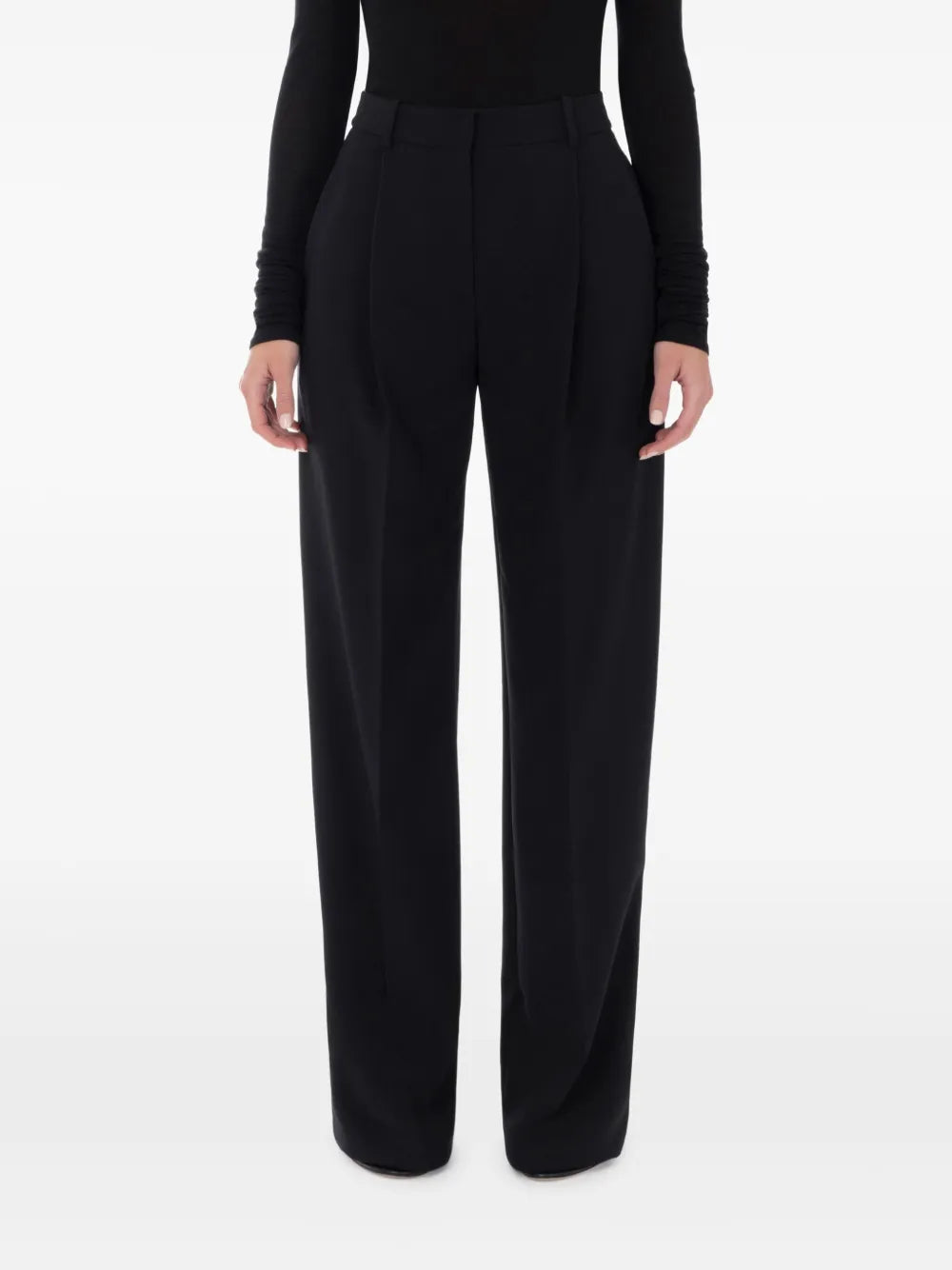 Pleated Crepe Tailored Trousers