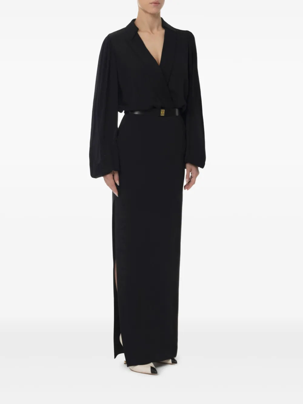 Belted Crepe Maxi Dress
