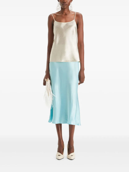 Satin-Finish Midi Skirt