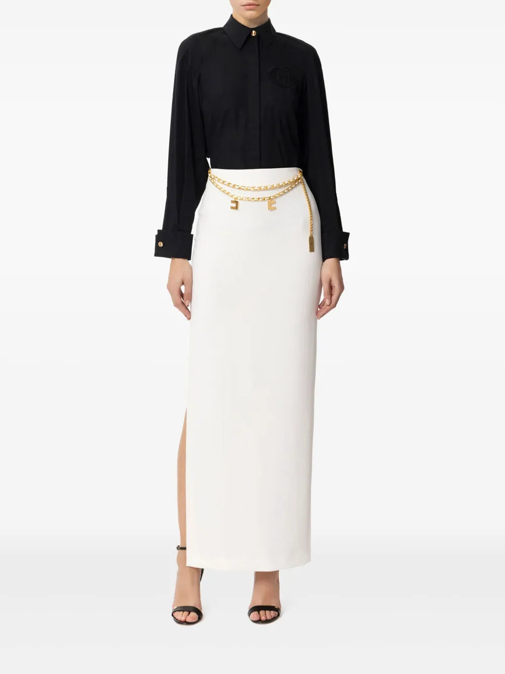 Chain-Detail Crepe Maxi Skirt