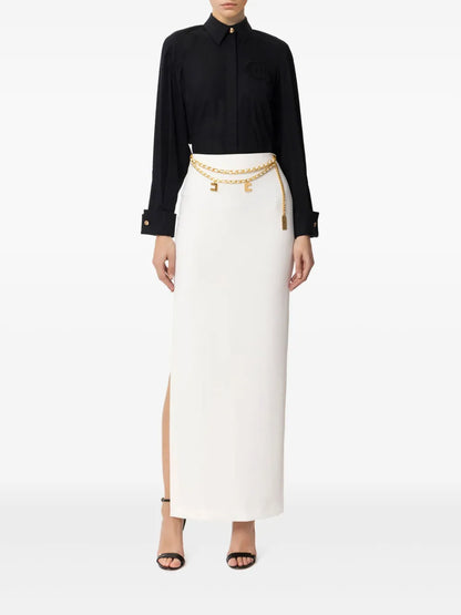 Chain-Detail Crepe Maxi Skirt