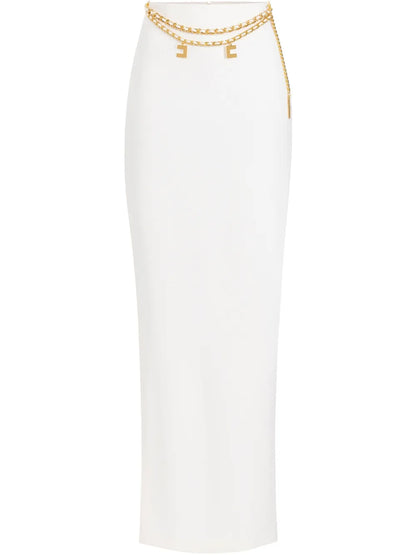 Chain-Detail Crepe Maxi Skirt