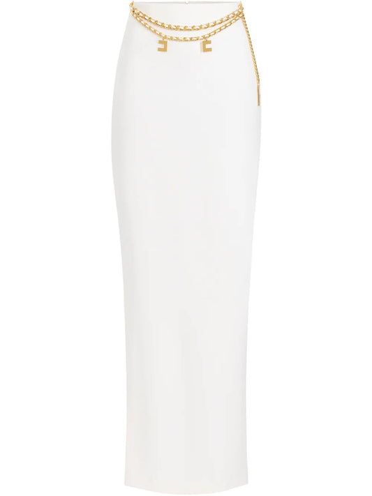 Chain-Detail Crepe Maxi Skirt