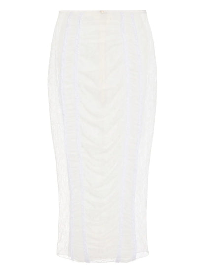 Ruched-Lace Pencil Skirt