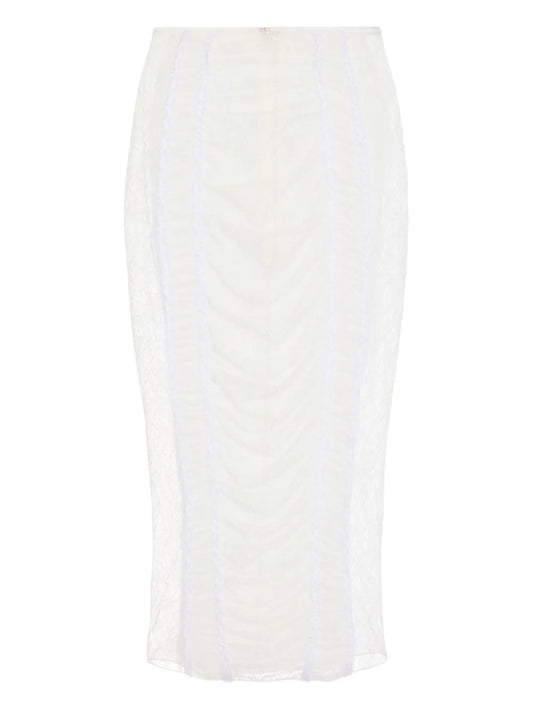 Ruched-Lace Pencil Skirt