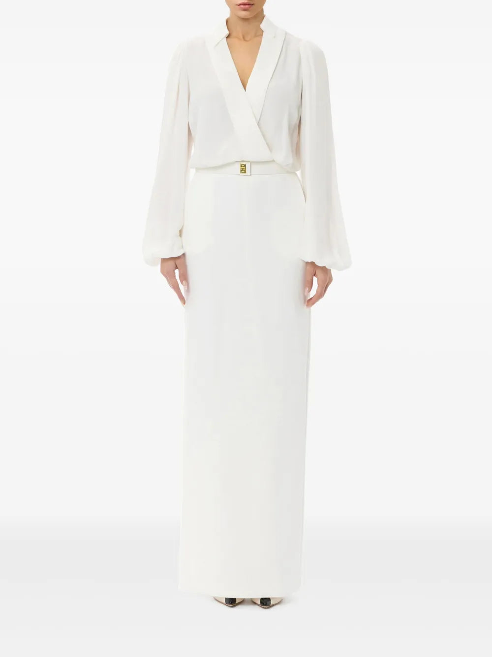 Belted Crepe Maxi Dress