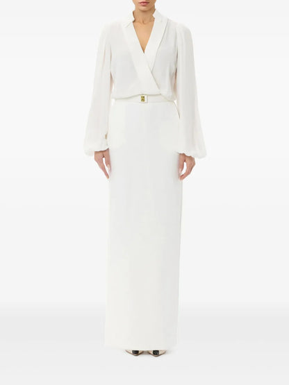 Belted Crepe Maxi Dress