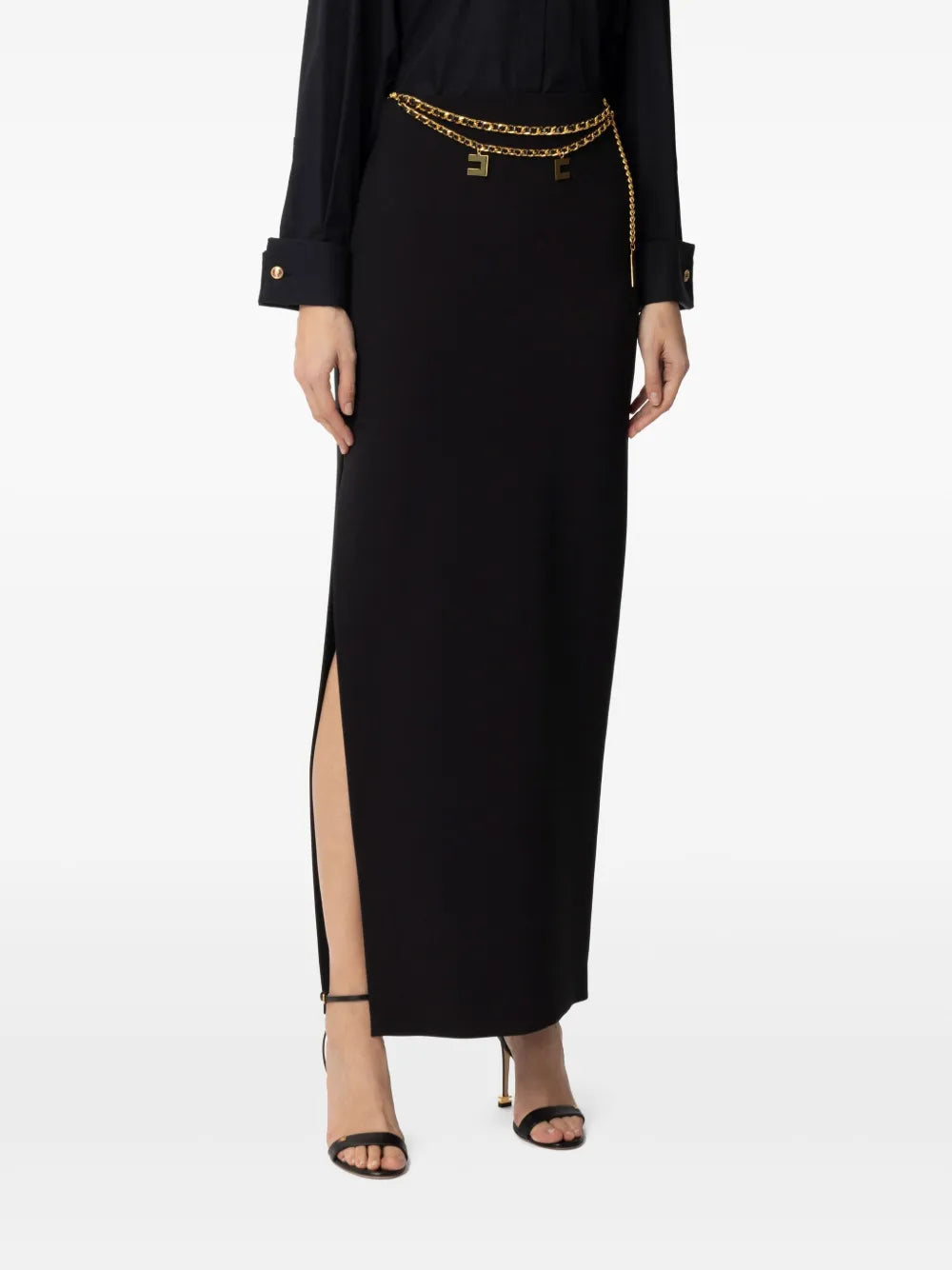 Chain-Detail Crepe Maxi Skirt