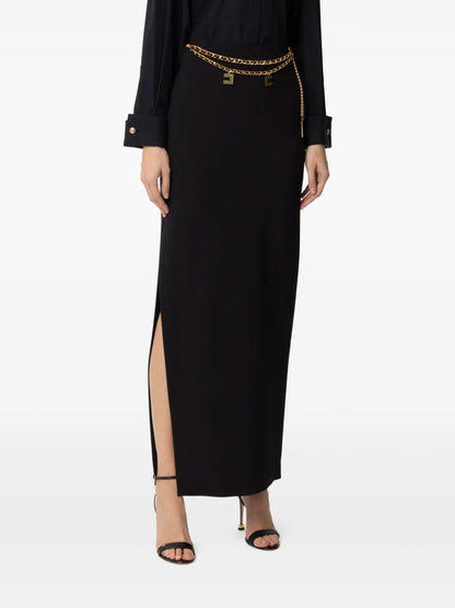 Chain-Detail Crepe Maxi Skirt