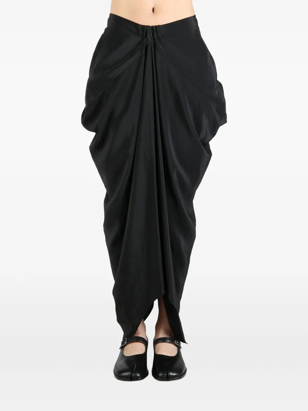 Silk Draped Maxi Skirt