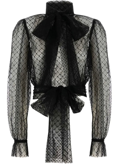 Lace Bow-Detail Blouse