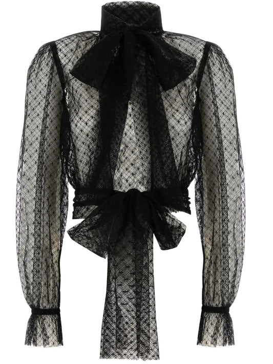 Lace Bow-Detail Blouse
