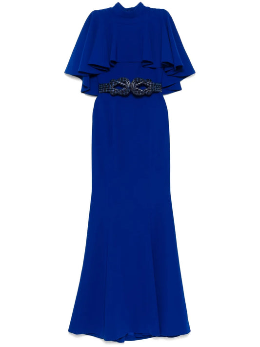 Fitted Crepe Long Dress