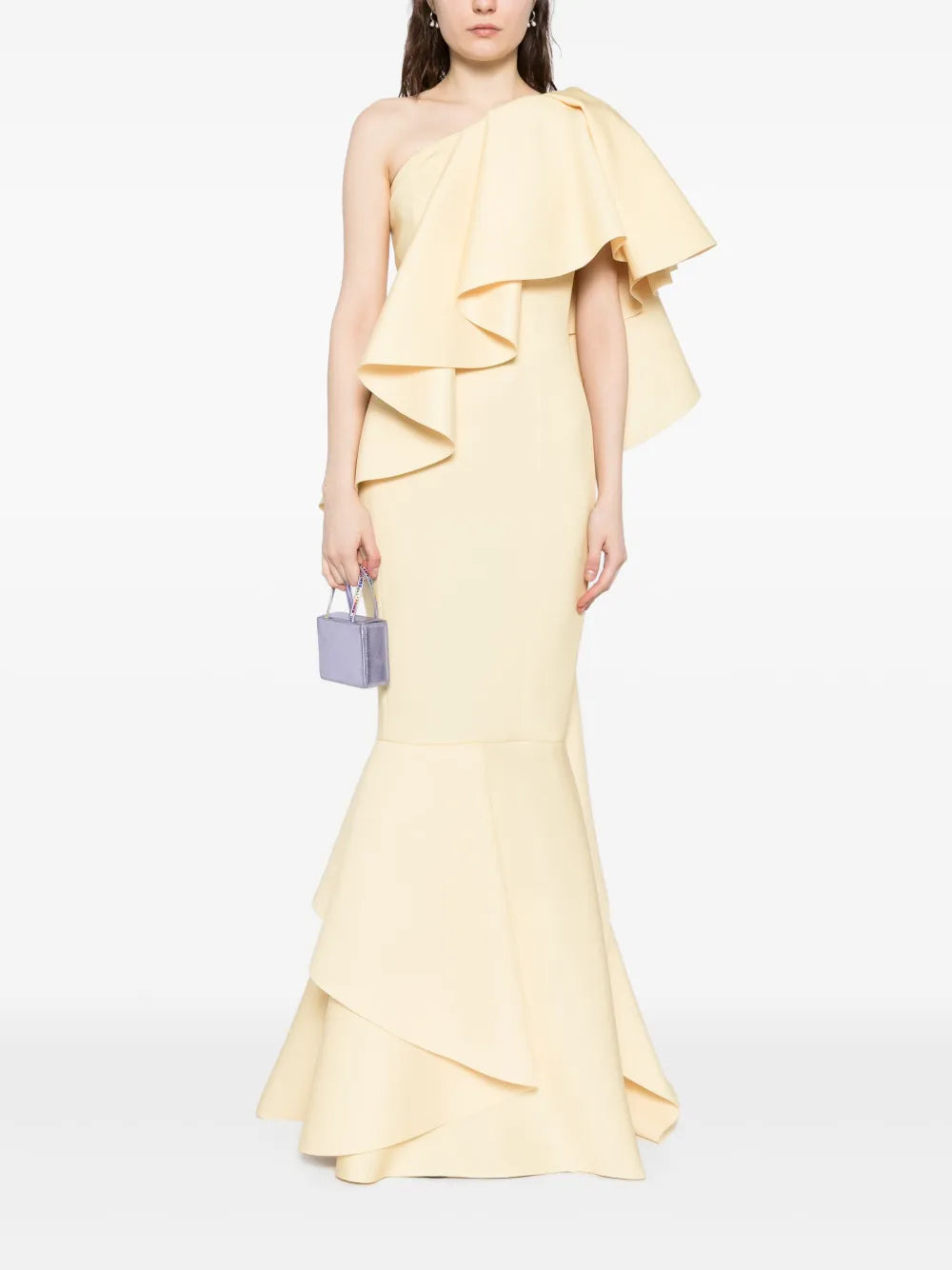 Ruffled Scuba Long Dress