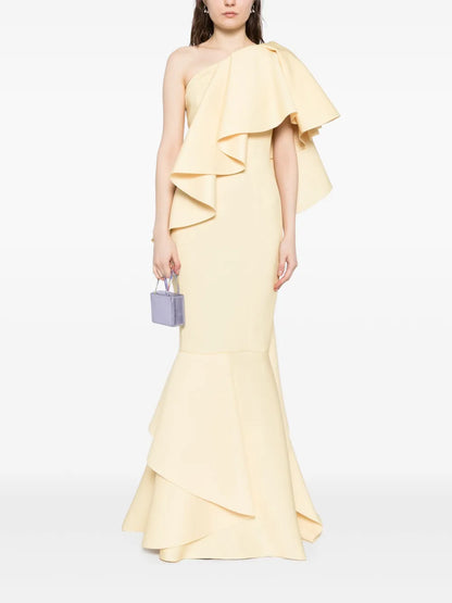 Ruffled Scuba Long Dress