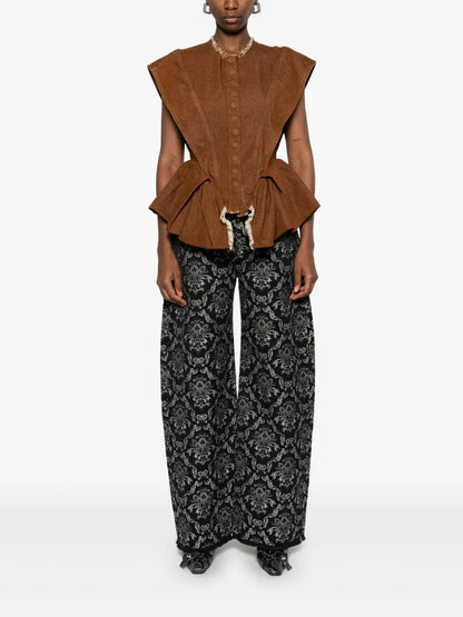 Patterned-Jacquard Jeans