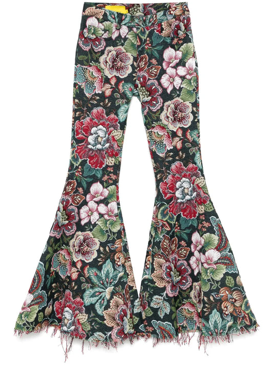 Floral-Jacquard Trousers