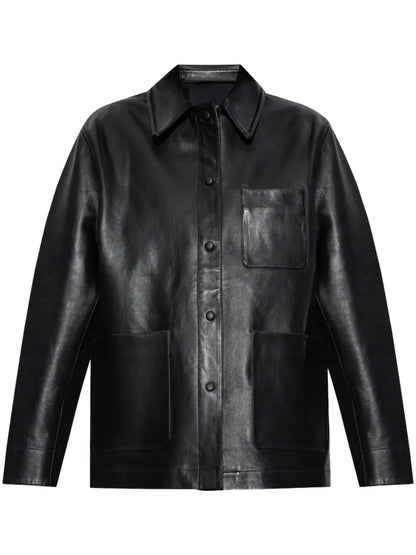 Patch-Pocket Leather Jacket