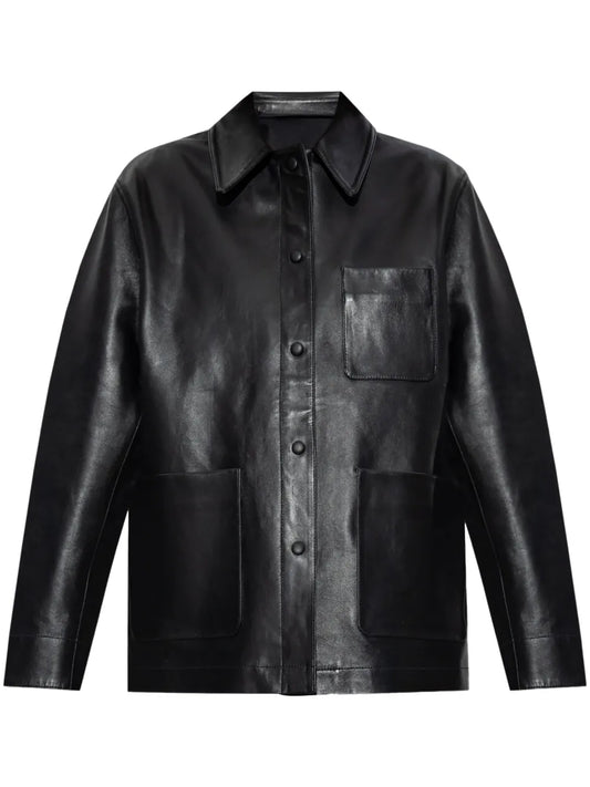 Patch-Pocket Leather Jacket