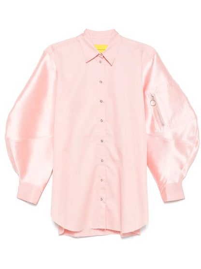 Mikado-Fabric Bomber-Sleeves Shirt