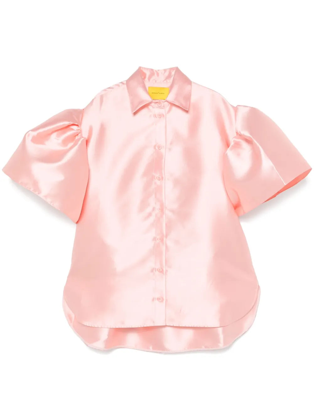 Mikado-Fabric Pleated-Sleeves Shirt
